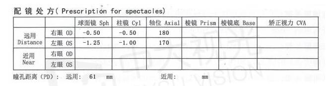 配镜处方